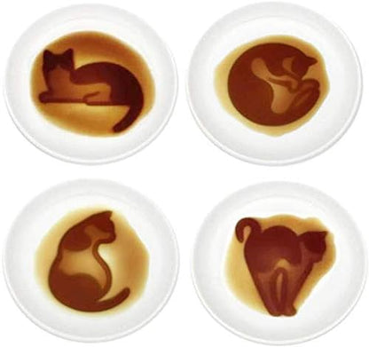 4pcs Ceramics Cat Relief Seasoning Dishes Sushi Dipping Bowl Appetizer Dessert Plate