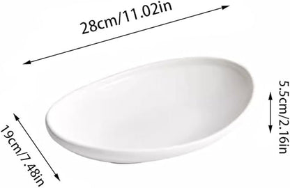 SONGCHAO Party Supplies Creative Oval Dinner Plate Home White Salad Plate Ceramic Deep Plate Soup Plate Restaurant Western Food Plate Party Plates (Color : 28cm)