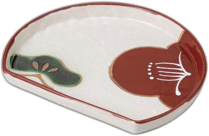 Kinsai Omotenashi Half Moon Plate [ 7.7 x 6.5 x 0.8 inches (19.5 x 16.5 x 2 cm) | Appetizer Plate, Setomonohonpo