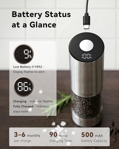 Rechargeable Electric Salt and Pepper Grinder Set (Silver/Clear / Set)