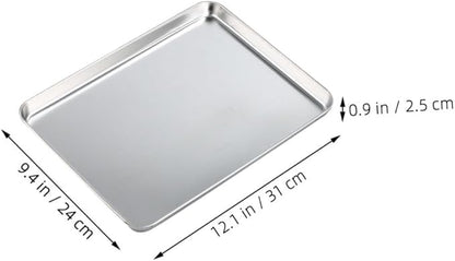 GARVALON Stainless Steel Food Plate Multi-Purpose Serving Tray for Appetizers Snacks Desserts Baking