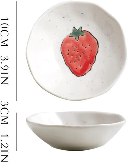 Dipping Sauce Bowls Appetizer Bowls Strawberry Pattern Small Plate Dipping Sauce Plate Household Sauce Plate Tableware Snack Plate Small Bowl Sauce Plate Plate Ceramic Dip Bowls Dipping Sauce Bowls