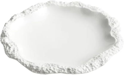 Plates, Simple Solid Color Tableware Ceramic Pasta Steak Plate Dinner Creative Kitchen Irregular Shape Serving Tray Cooking Dishes Plates Ceramic(Large)