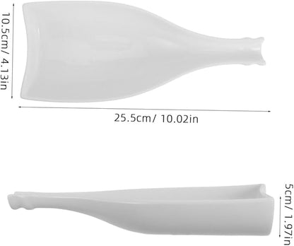 OUNONA Elegant Wine Bottle Shaped Plate Delicate Ceramic Food Dish for Dinner Unique Tableware for Appetizers Cold Dishes Sashimi and Grilled Items for Restaurants and Home