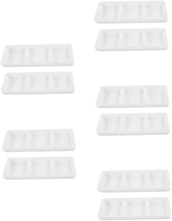 10pcs Ceramic Divided Sauce Dish Compartment Appetizer Serving Tray for Snacks and Condiments Elegant Rectangular Platter for Entertaining and Everyday Use