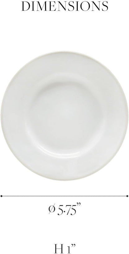 Costa Nova Ceramic Stoneware 6'' Bread Plate - Beja Collection, White & Blue | Microwave & Dishwasher Safe Dinnerware | Food Safe Glazing | Restaurant Quality Tableware