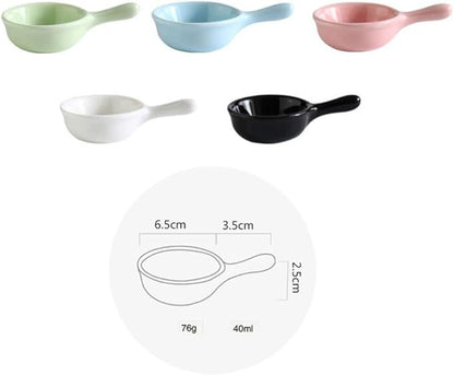 Ceramic Sauce Dish with Handle Seasoning Dish Sushi Soy Dipping Bowl Appetizer Plates for Wedding Home Party 40ML-Black