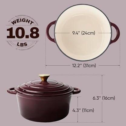 4.5 Quart Dutch Oven Pot with Lid (4.5 QT / Fig)