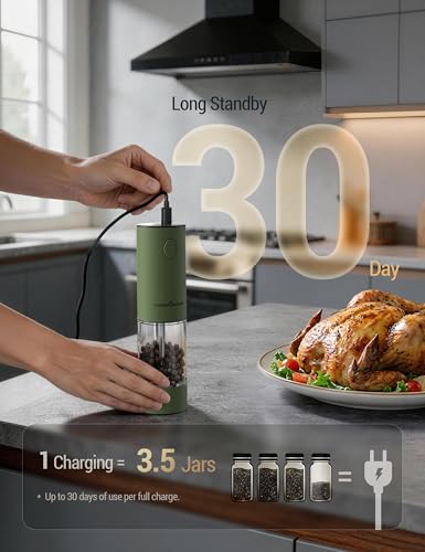 Electric Salt and Pepper Grinder Set (Large / Matcha)