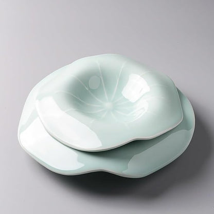 Kitchen Plates Hotel Restaurant Creative Ceramic Special-shaped Dish Plate, Western Food Salad Lotus Leaf, Suitable For Desserts And Appetizers Restaurant Plates(9in)