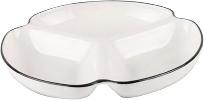 Ceramic Divided Plate Compartment Dinnerware Porcelain Portion Control Bowl for Parties for Serving Snacks Fruits Veggies and Appetizers