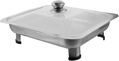 Veemoon Rectangular Stainless Steel Buffet Serving Tray with Lid Chafing Dish for Catering Food Holder and Roasting for Parties and Cafeterias