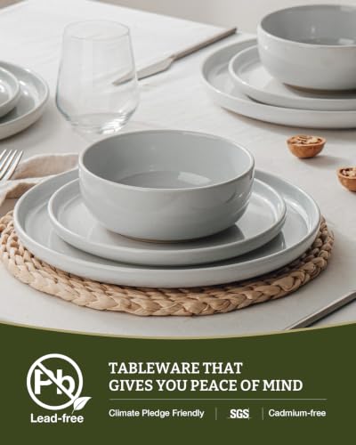 Milkyway 24 Piece Dinnerware Set with Pasta Bowls (Light Gray / Service for 6 (Include Pasta Bowls))