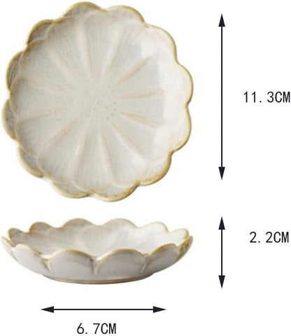 Leadigol 2pcs Sakura Shaped Ceramics Seasoning Dishes, Ketchup Appetizer Plates Vinegar Spice Salad Soy Sushi Seasoning Dipping Bowls Ceramics Plate