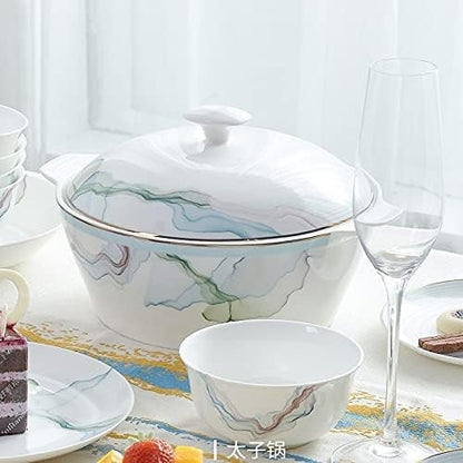 Dinner Plate Set Ceramic Dinnerware Set Kitchen Tableware Dinner Dish Ceramic Plates and Dishes Bowls 56Pcs Combination, size