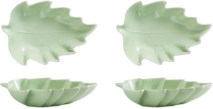FAREWELL Dipping Bowls Leaf Shape Soy Sauce Dish Ceramic Soy Sauce Dish Appetizer Plate Condiment Sauce Bowl Salad Dessert Snack Appetizer Or Serving Condiment Appetizer Bowls (Color : D)