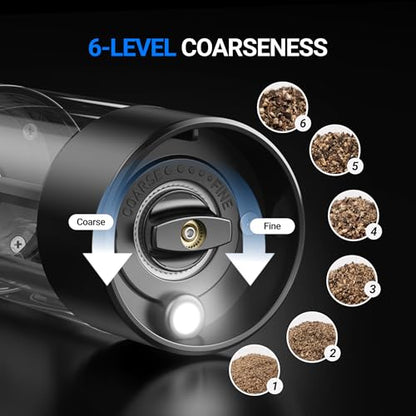 Electric Salt and Pepper Grinder Set (Large / Black)