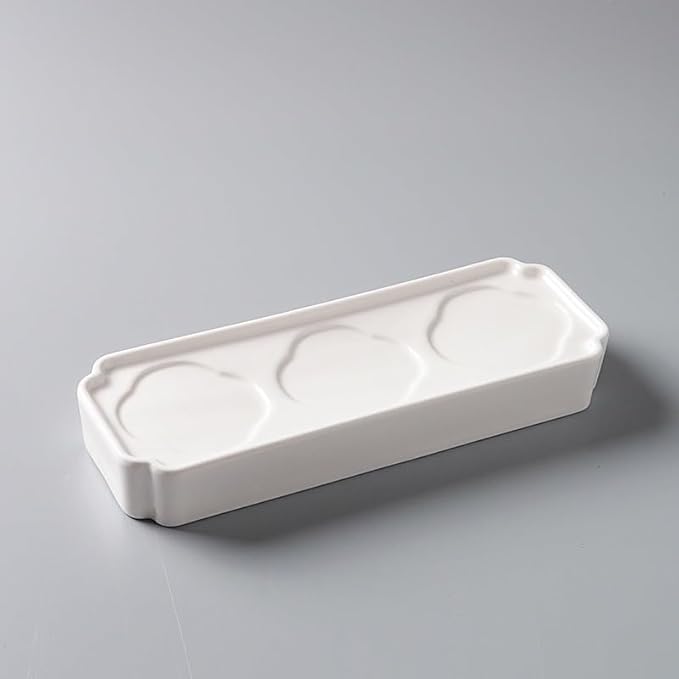 Kitchen Plates Pure White Ceramic Simple Western Three-grid Plate Tableware Characteristic Creative Vegetarian Snack Appetizer Restaurant Plates