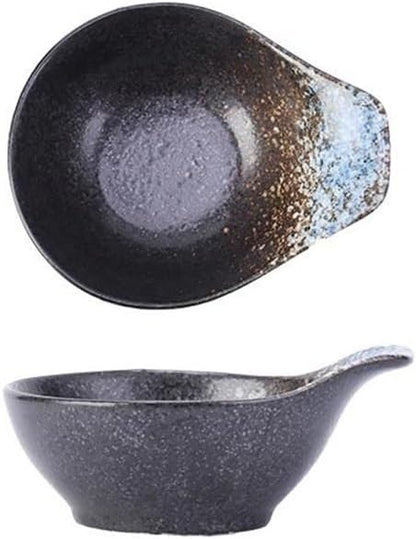 Appetizer Plates Anti-scalding Ceramic Taste Dish with Handle Seasoning Bowls Cooking Tableware for Condiment