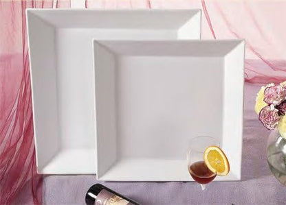 CAC China KSE-9 Kingsquare 9-1/4-Inch Super White Porcelain Square Plate, Box of 24
