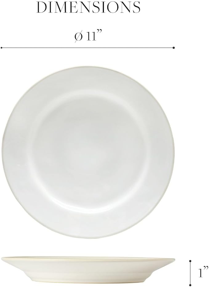 Costa Nova Ceramic Stoneware 11'' Dinner Plate - Beja Collection, White & Red | Microwave & Dishwasher Safe Dinnerware | Food Safe Glazing | Restaurant Quality Tableware