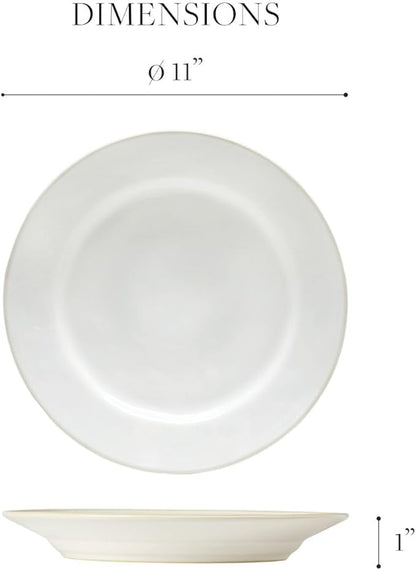 Costa Nova Ceramic Stoneware 11'' Dinner Plate - Beja Collection, White & Red | Microwave & Dishwasher Safe Dinnerware | Food Safe Glazing | Restaurant Quality Tableware
