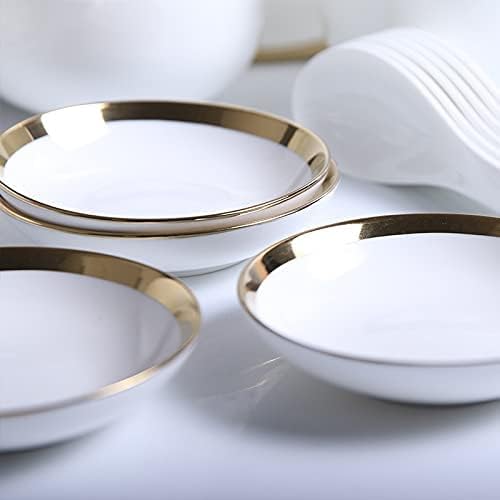 Table Service Crockery SetPorcelain Kitchen Dinnerware Set Ceramic Tableware White Porcelain Dinner Plate Set Kitchen Plate Ceramic Tableware Food Dishes Rice Salad Noodles Bowl Mug Cutlery Set (18 P