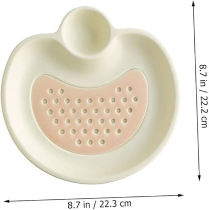 Zerodeko Dumpling Serving Tray Draining Section Sauce Plate Ceramic Plate for Sushi Snacks Desserts
