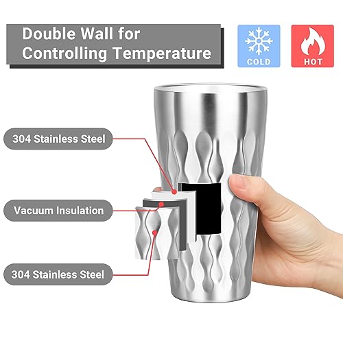 Stainless Steel Drinking Glasses (fire diamond-patterned / 19oz,4pcs)