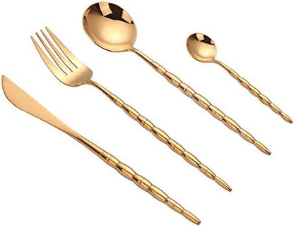 Stainless Steel Flatware Serving Set,Home Kitchen Eating Tableware Set,Dishwasher Safe,for Home Kitchen Restaurant Hote 4/16/24 Piece Golden Tableware Household 304 Stainless Steel Mirror Steak Knife