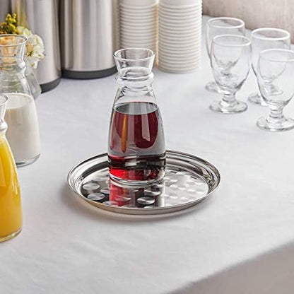 12” Stainless Steel Round Serving Tray with Swirl Pattern – Polished Display Tray with Narrow Rim for Catering, Events & Restaurants