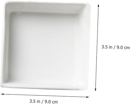 2Pcs Mini Square Ceramic Dishes Practical Appetizer Plates for Sauces Dips and Seasonings for Parties Weddings and Banquets Space Saving Design