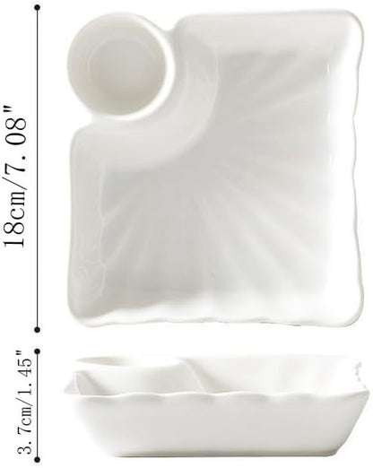 Multi Purpose Appetizer Ceramic Tray Vinegar Bowl Elegant Sushi Cookie Serving Dishes Dipping Sauce Plate for Dumplings French Fries Snacks Homes Restaurants Design Sense Souvenirs