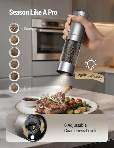 Electric Salt and Pepper Grinder Set (Large / Greige)