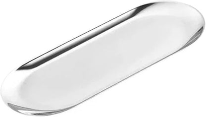Serving Tray 4pcs Stainless Steel Cosmetic Storage Tray False Nails Dish Tools Storage Tray Serving Plate Docoration Serving Tray (SilverL)
