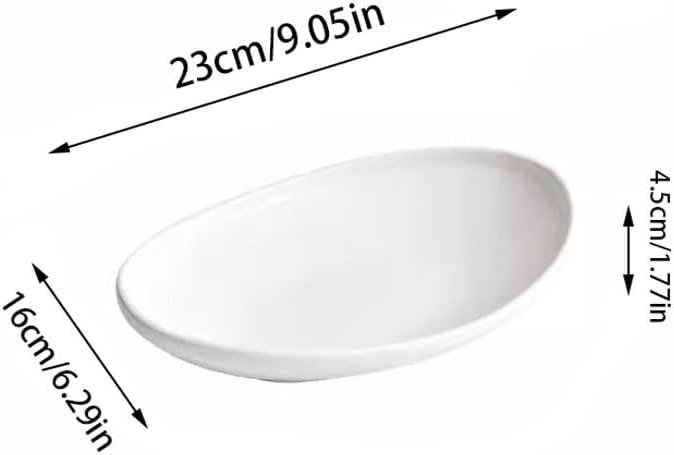 SONGCHAO Party Supplies Creative Oval Dinner Plate Home White Salad Plate Ceramic Deep Plate Soup Plate Restaurant Western Food Plate Party Plates (Color : 23cm)
