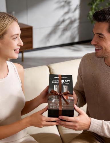 Electric Salt and Pepper Grinder Set with 110ML Large Capacity (Large / Midnight Black)