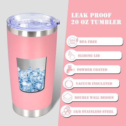 20 oz Tumbler Insulated Tumblers Stainless Steel Coffee Mug (Pink)