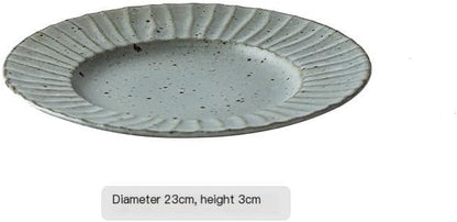 Pasta Plates, Earthenware Dessert Plates Tableware Japanese Style Household Dish Stoneware Retro Breakfast Salad Plate Fruit Plate Simple Ceramic Dinner Plate Food Utensil Large Dinner Plates