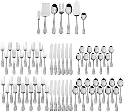 Garland Frost 67-Piece Stainless Steel Flatware Set with Serving Utensil Set, Service for 12