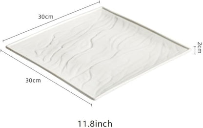 Ceramic Dinner Plate Western Dinner Plate Square Plate Hotel Restaurant Tableware Ceramic White Steak Plate Simple Ceramic Flat Plate Vegetable Plate Serving Plate，One Color 11.8inch