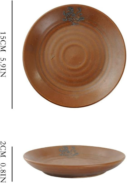 Dipping Sauce Bowls Appetizer Bowls Dining Table Retro Ceramic Snack Plate Cake Snack Plate Household Snack Fruit Plate Garbage Plate Spit Bone Slag Plate Ceramic Dip Bowls Dipping Sauce Bowls