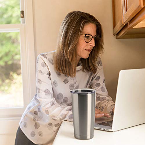 20oz Tumblers Bulk Stainless Steel Cups with Lid Double Wall Vacuum Insulated Coffee Mugs for Cold & Hot Drinks Pack (Stainless Steel-A / 1 Count (Pack of 1))