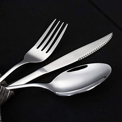 Personalized Cutlery Set personal tableware including Spoon/Knife/Fork, Mirror Polished Flatware Set - Free Engrave Custom Name Date Letters on your Dinnerware(3 Sets)