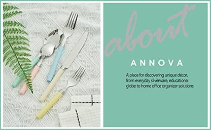ANNOVA 20 Piece Silverware Set, Service for 4, Stainless Steel Colorful Pastel Tableware Kitchen Flatware Set Utensils, Includes Dinner Knives, Forks, Spoons, Salad Forks & Dessert Spoons (Mix 68)
