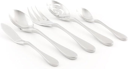 KNORK Original Forged Series Duo Finish 18/10 Stainless Steel 5-Piece Serving Set - Frosted Handle with Shiny Chrome Head