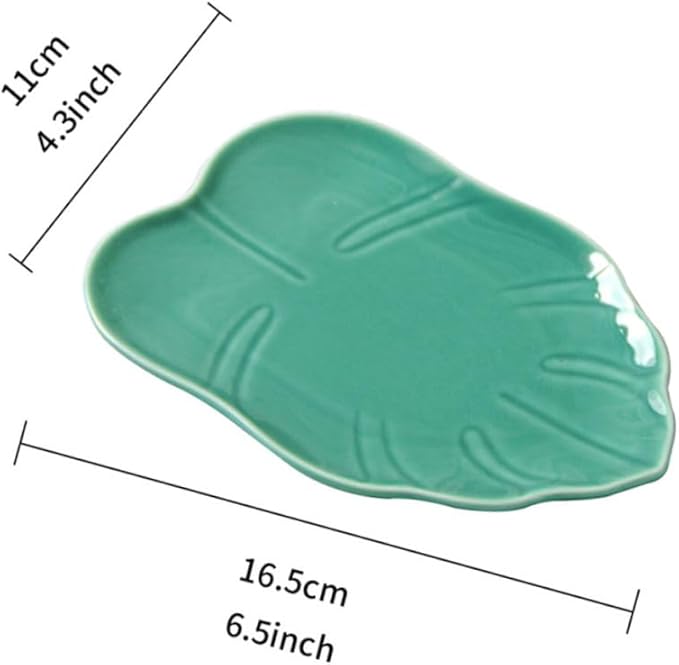 Cabilock Leaf Shape Ceramic Plate Snack Storage Decorative Dinnerware Modern Dessert Plate Easy Clean