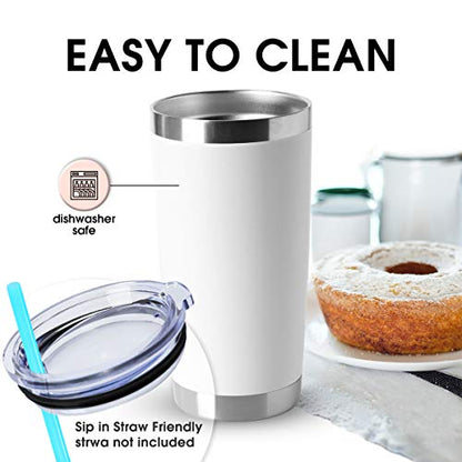 20oz Stainless Steel Tumblers Bulk (White-A / 4 Count (Pack of 1))