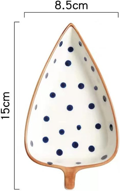 Leaf Shaped Ceramics Seasoning Dish Tea Bag Holder Ketchup Saucer Small Appetizer Plate Vinegar Spice Salad Soy Sushi Wasabi Seasoning Dipping Bowls-D