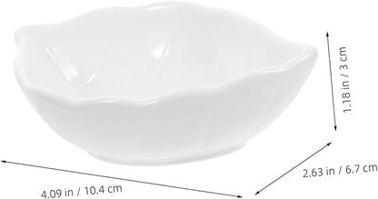 Unomor 4pcs Ceramic Sauce Dishes Bowls Leaf Motif Sauce Plates Versatile Serving Bowls for Condiments Sushi Dipping Appetizers